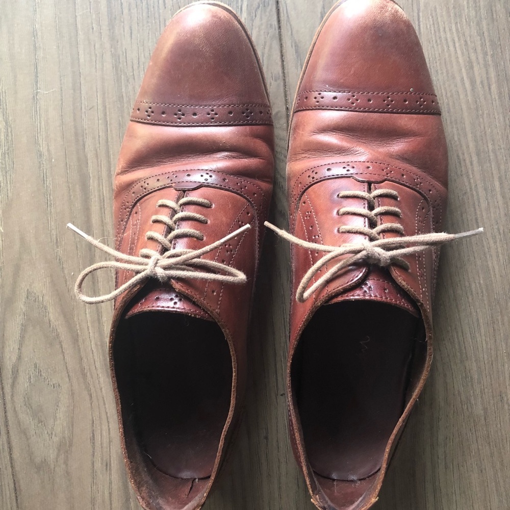 Cognac Leather Oxford Shoes Brogues by Cole Haan 9.5 Vintage